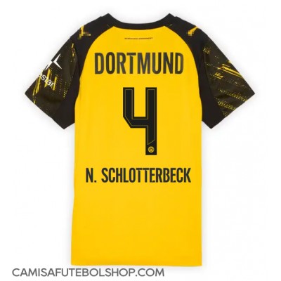 Camisa de time de futebol Borussia Dortmund Nico Schlotterbeck #4 Replicas 1º Equipamento Feminina 2025-26 Manga Curta Camisa de time de futebol Borussia Dortmund Nico Schlotterbeck #4 Replicas 1º Equipamento Feminina 2025-26 Manga Curta